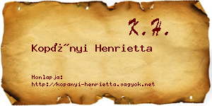 Kopányi Henrietta névjegykártya