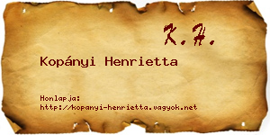 Kopányi Henrietta névjegykártya